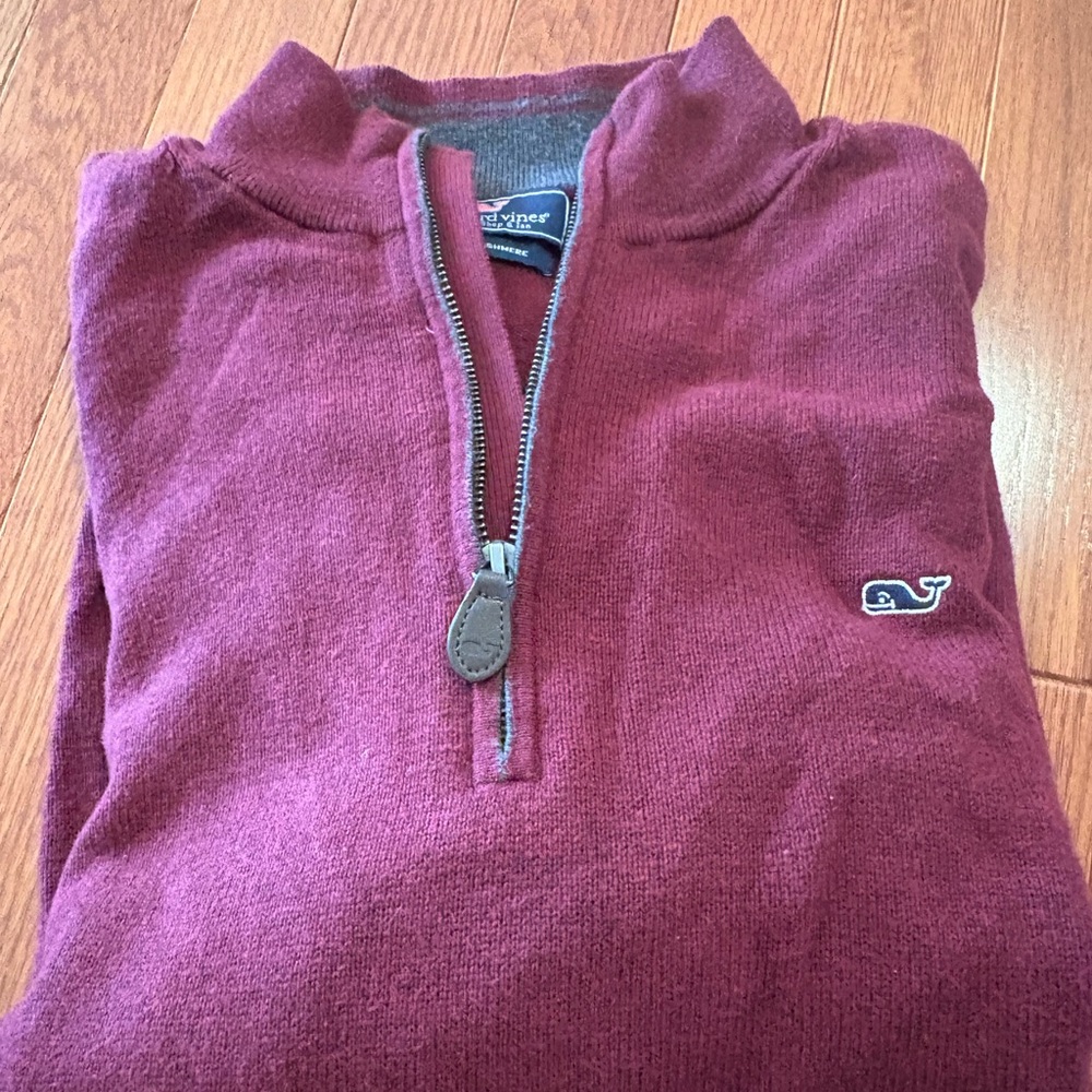 Vineyard Vines Men's Maroon Zip-Up Sweater